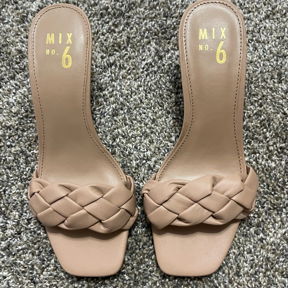 Mix No. 6 Women's Tan Kitten Heel Braided Sandals